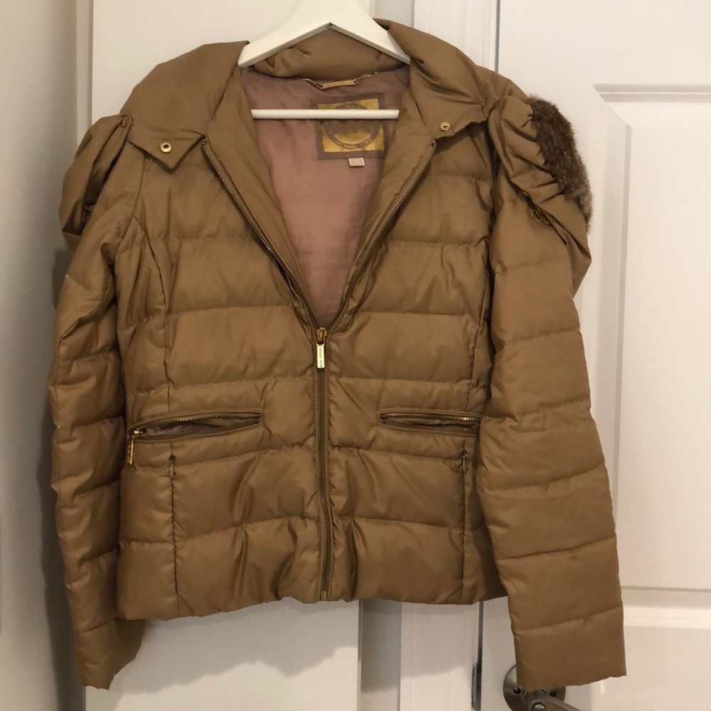 Micheal Kors Removable Fur Short Puffer Coat